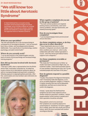 Dr. Sarah McKenzie Ross Edition 4 - Juli 2025 “We still know too little about Aerotoxic Syndrome”
