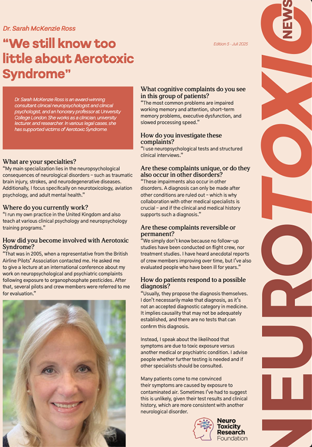 Dr. Sarah McKenzie Ross Edition 4 - Juli 2025 “We still know too little about Aerotoxic Syndrome”