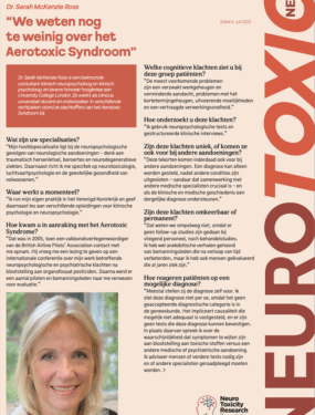 Dr. Sarah McKenzie Ross Editie 4 - juli 2025 “We weten nog te weinig over het Aerotoxic Syndroom”